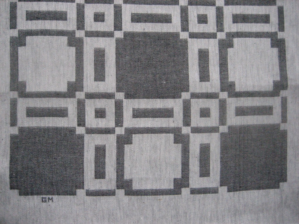 YSTAD löpare, 50x150 cm, Vävs i oblekt, vitt, svart, lime och helrött. Sign GM